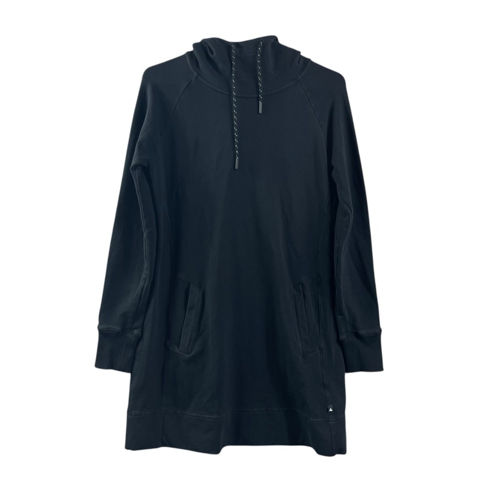 American Giant Hoodie Dress Tunic Womens Small Black Long Sleeve Cotton Pockets